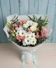Букет цветов из:  Розы, Лизиантусы и Хризантемы #REPLACE_PRED# Югорске