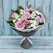 Букет цветов из:  Герберы, Альстромерии и Хризантемы #REPLACE_PRED# Югорске