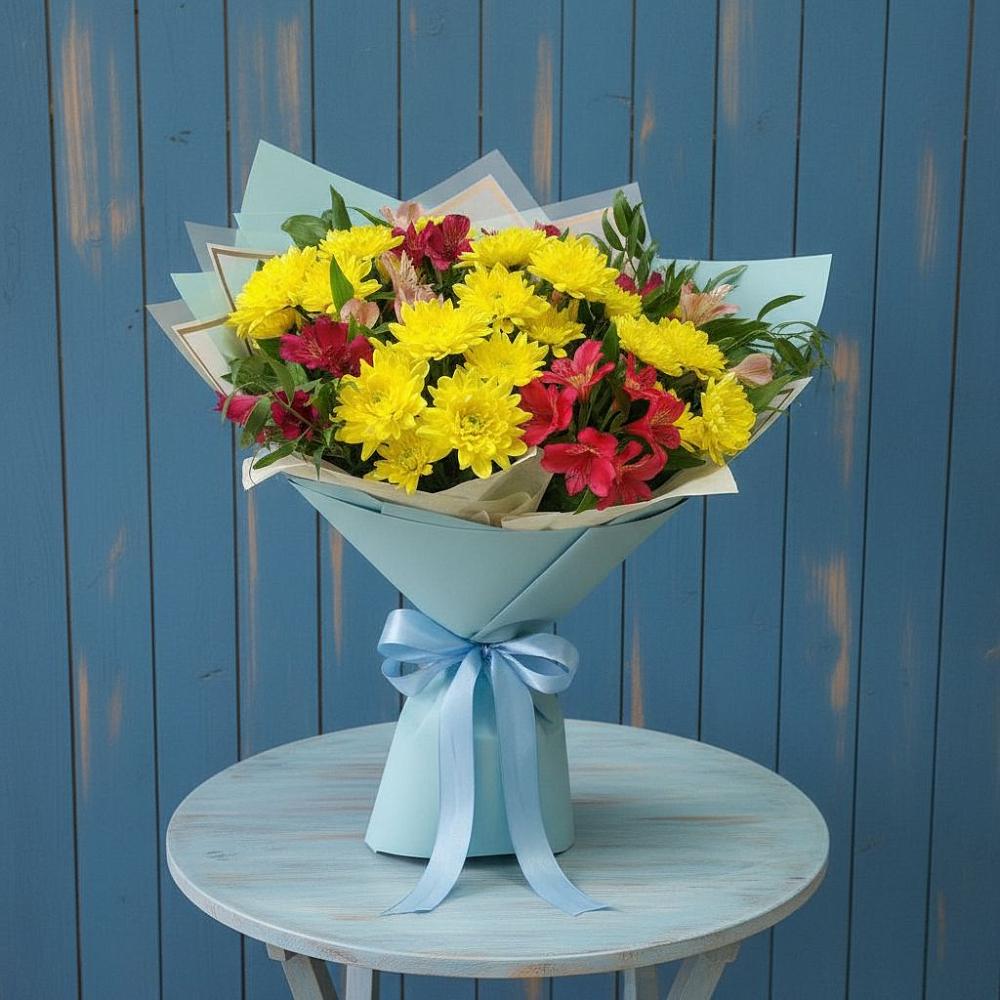 Букет цветов из: Альстромерии и Хризантемы в Югорске