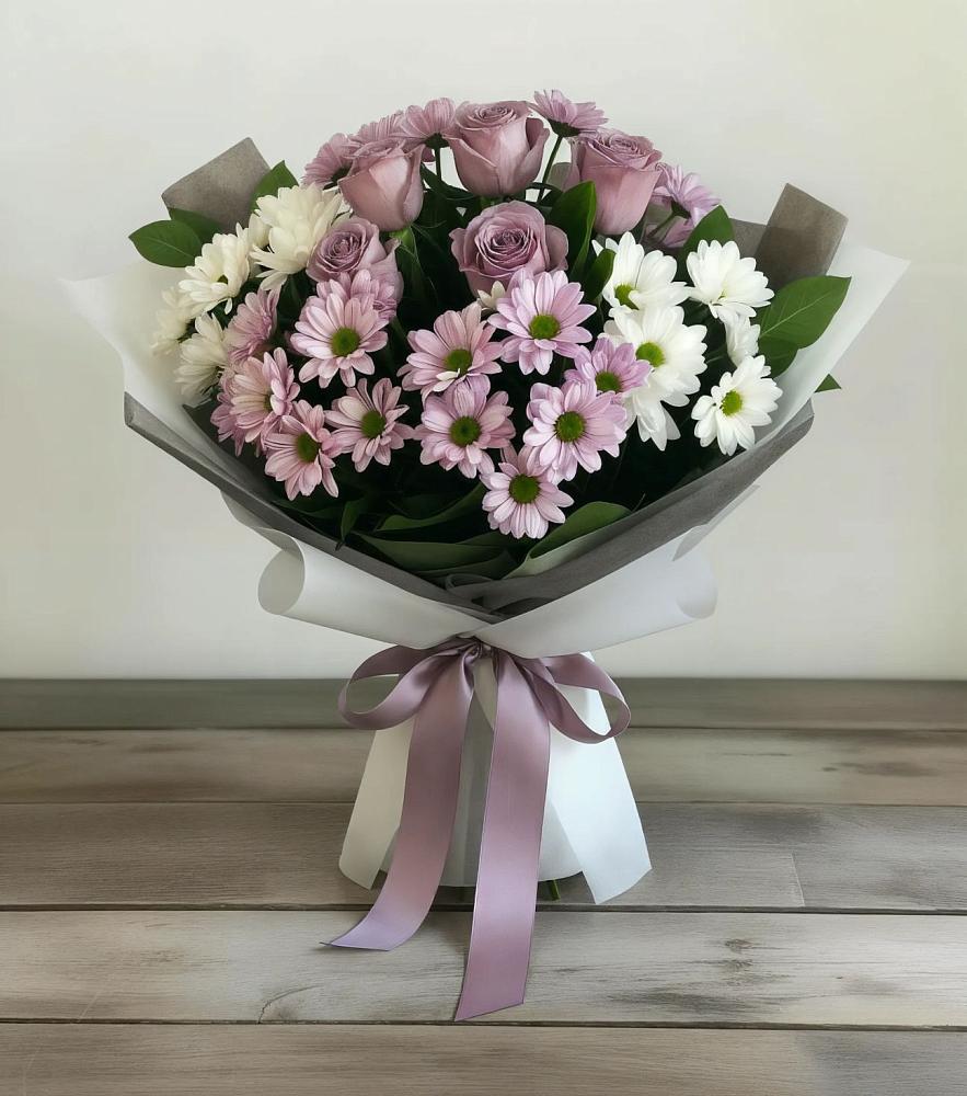 Букет цветов из: Хризантемы и Розы в Югорске