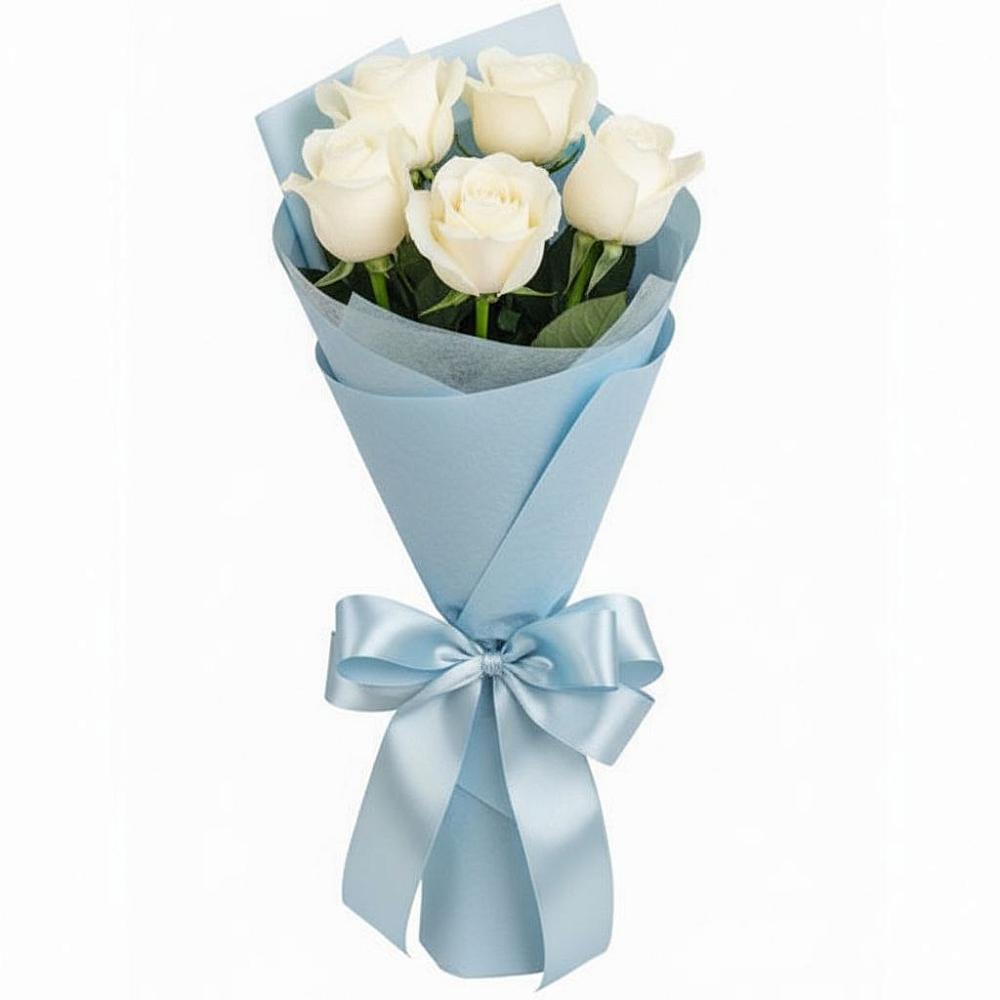 Букет 5 Белых роз Проуд в Югорске