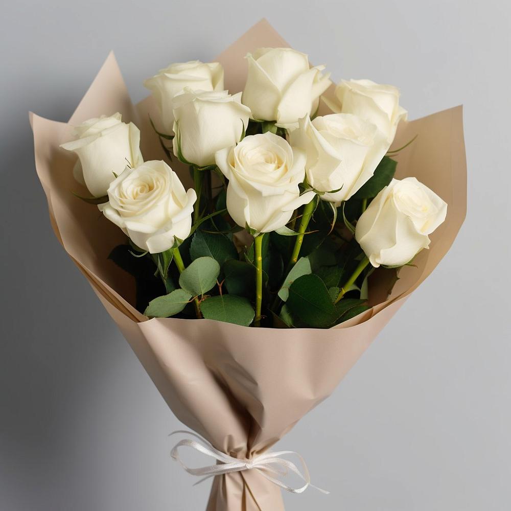 Букет 9 Белых роз Эдлесс Лав в Югорске