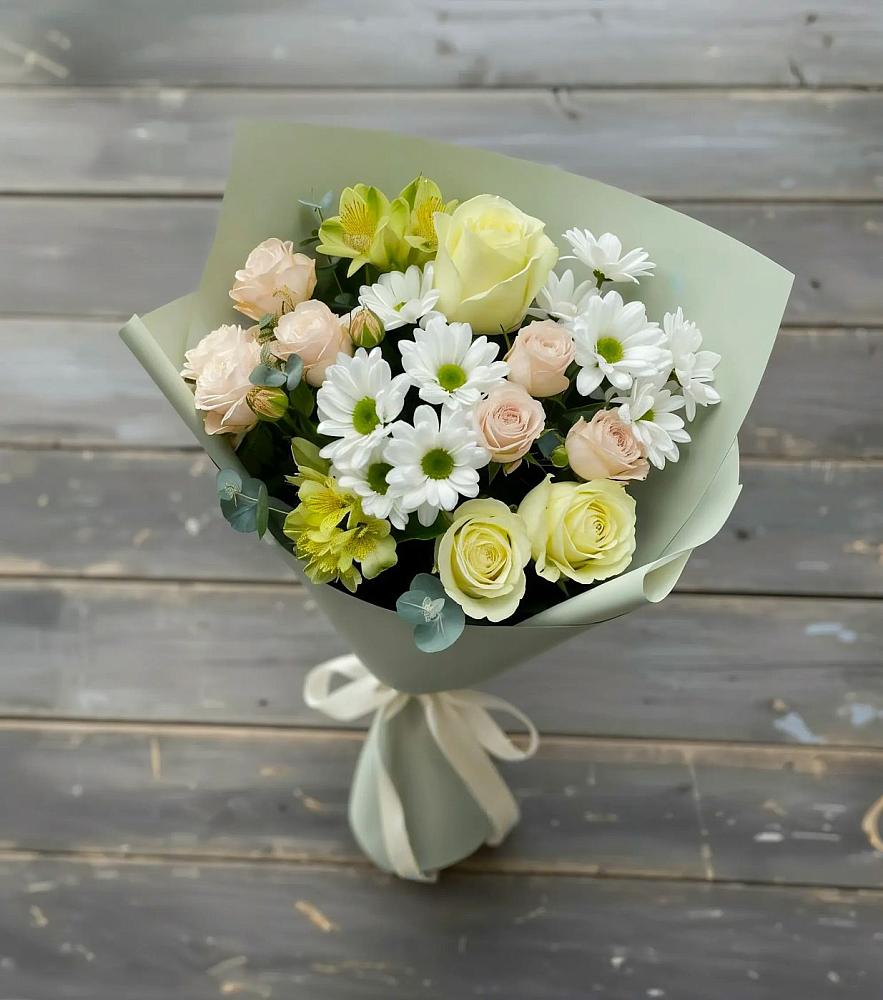 Букет цветов из: Альстромерии, Розы и Хризантемы в Югорске