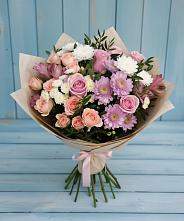 Букет цветов из:  Хризантемы, Розы и Альстромерии в Югорске