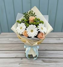 Букет цветов из:  Герберы, Розы и Хризантемы #REPLACE_PRED# Югорске