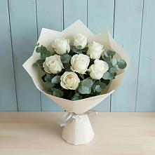 Букет Белые розы в Эвкалипте #REPLACE_PRED# Югорске
